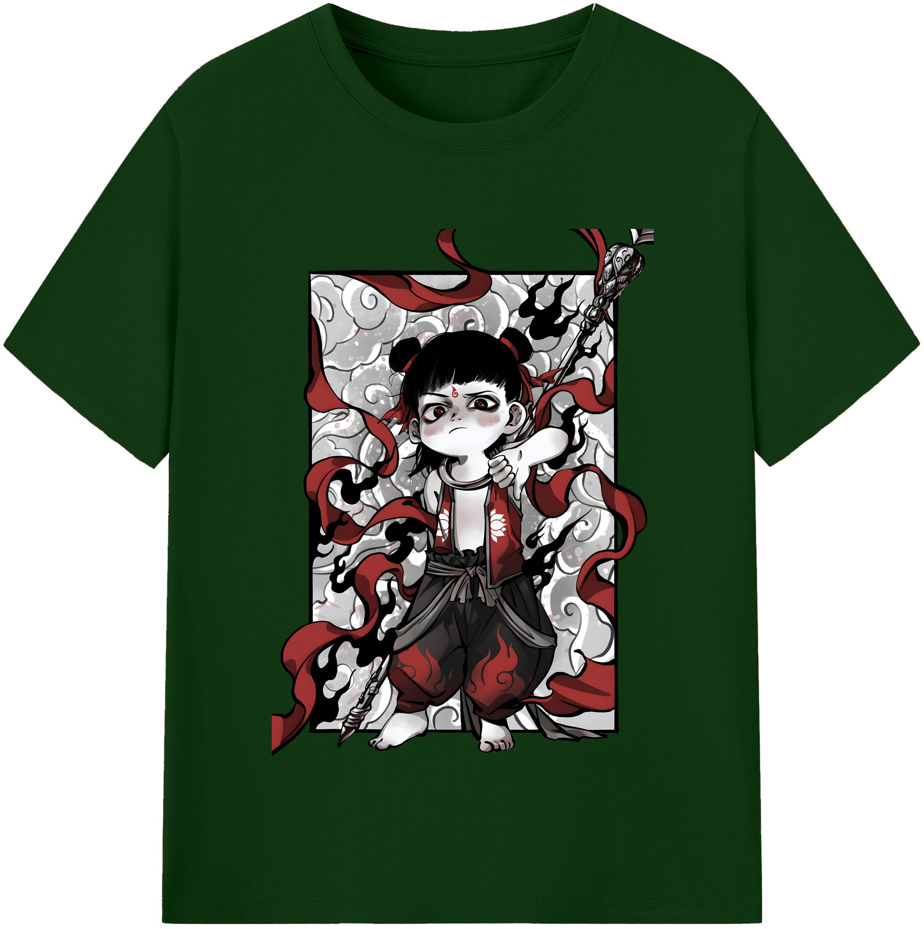 （画像用） Ne Zha 2 ナタ 魔童の大暴れ 綿100％半袖Tシャツ（フロントプリント）